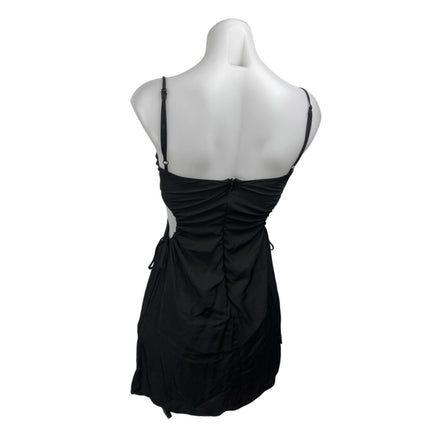 Princess Polly Black Lace Trim Ruched Cutout Sleeveless Cami Mini Tank Dress 2