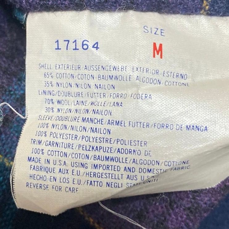 Woolrich Women's Black Faux Leather Flannel Lined Wool Trench Coat Jacket Size M