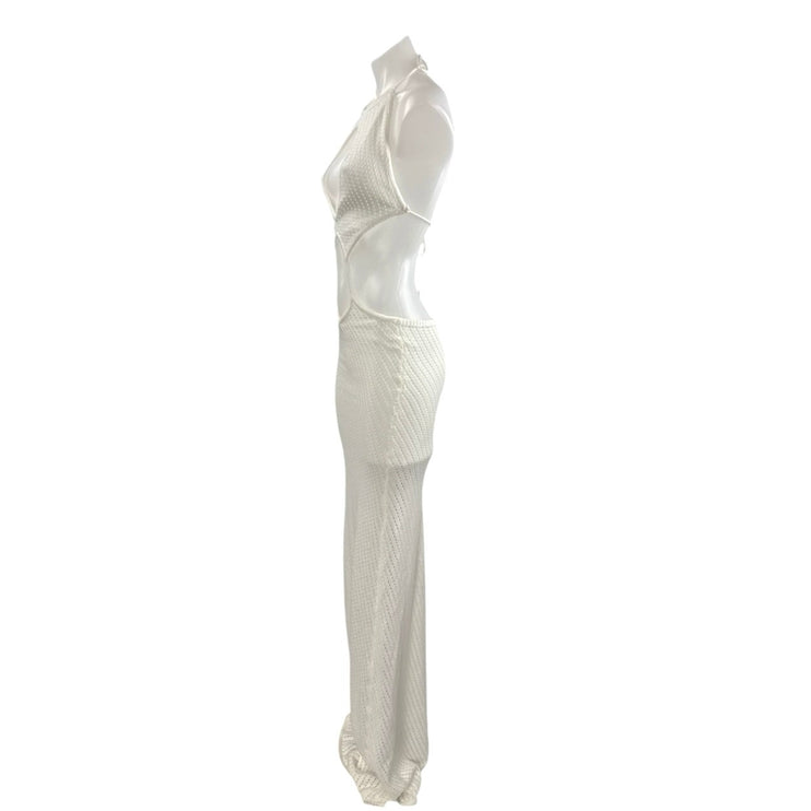 NEW Peppermayo White Sleeveless Cut Out Summer Beach Maxi Tank Sheath Dress S/M