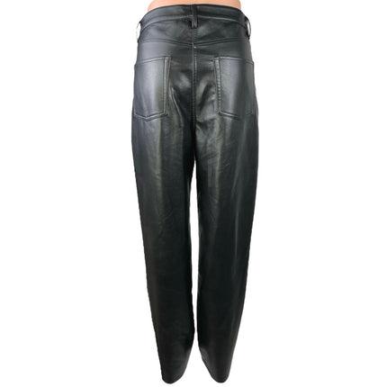 Aritzia Wilfred Women's Black Faux Vegan Leather High Waist Straight Pants Sz 10