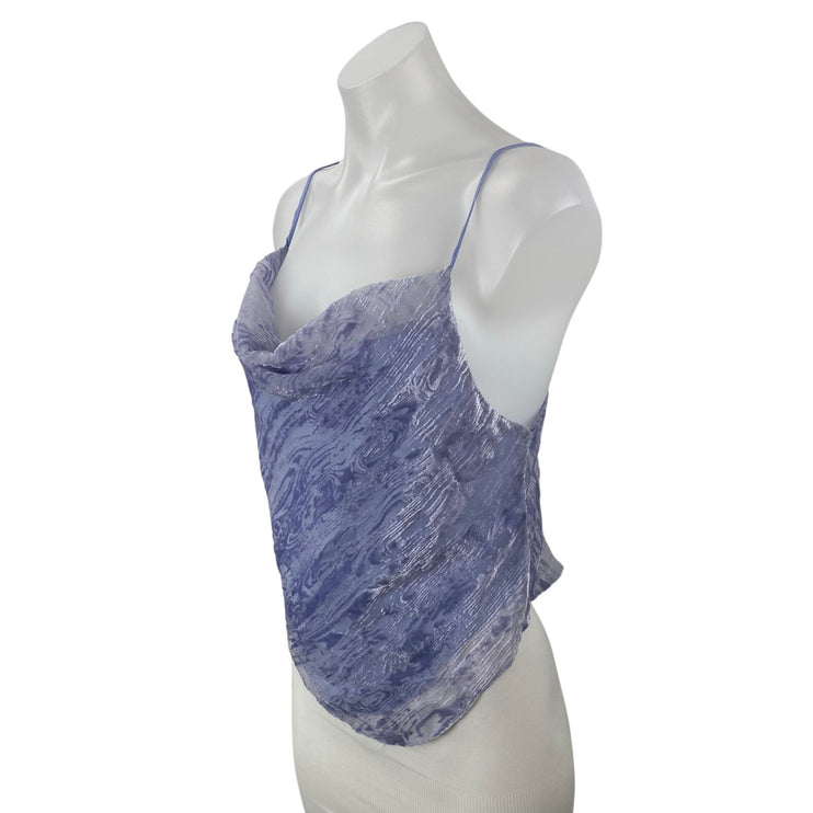 Urban Outfitters Esmie Blue Burnout Velvet Cowl Neck Cami Camisole Tank Top M