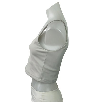 All Access Women's Light Gray Ribbed Knit Square Neck Tank Athletic Crop Top M