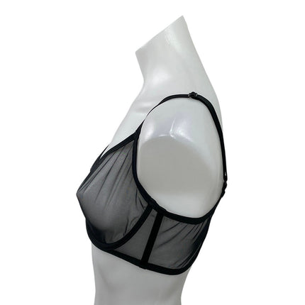 Skims Ultra Fine Mesh Black Lightweight Underwire Adjustable Bra Lingerie 36DD