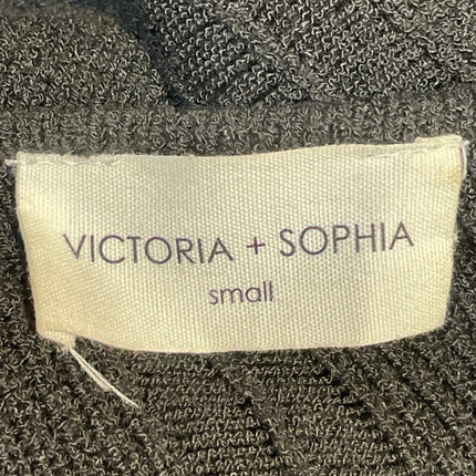 Victoria + Sophia Black Ribbed Knit Semi Sheer V Neck Button Up Crop Top Size S