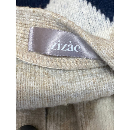 Zizae Women's Beige Argyle Diamond Long Sleeve Button Up Cardigan Sweater Size M