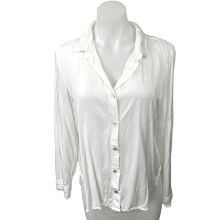 Bella Dahl Women's White Lightweight Long Sleeve Button Down Shirt Top Size L