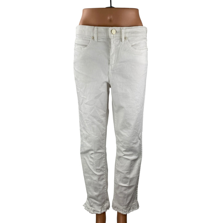 Lily Pulitzer Women's White Frayed Hem High Rise Straight Denim Jeans Pants 10