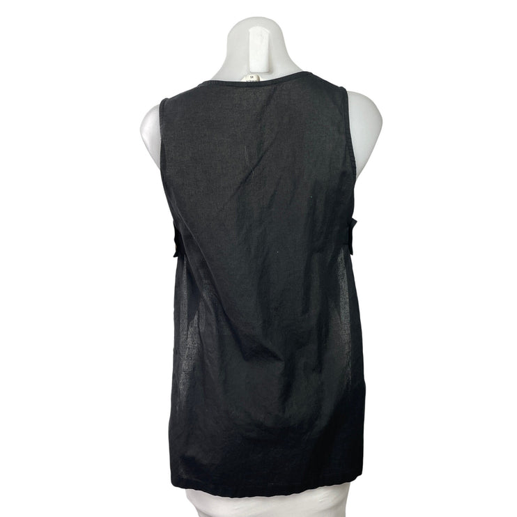 Commense Women's Black Sleeveless Open Sided V-neck Button Down Vest Top Sz XS