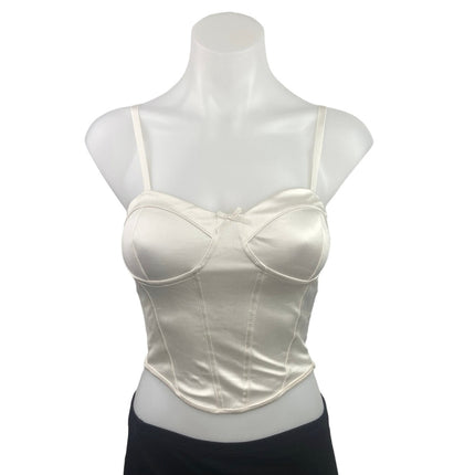 Divided By H&M White Bow Underwired Adjustable Sleeveless Camisole Corset Tank Top Sz XS