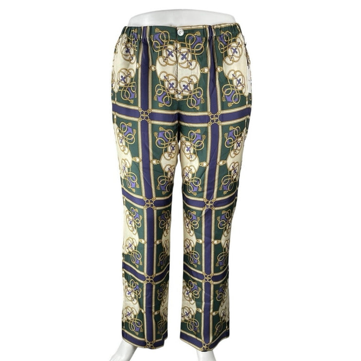 NEW Aime Leon Dore Multicolor 100% Silk Satin Printed Shirt Pants 2-PC Set XXL