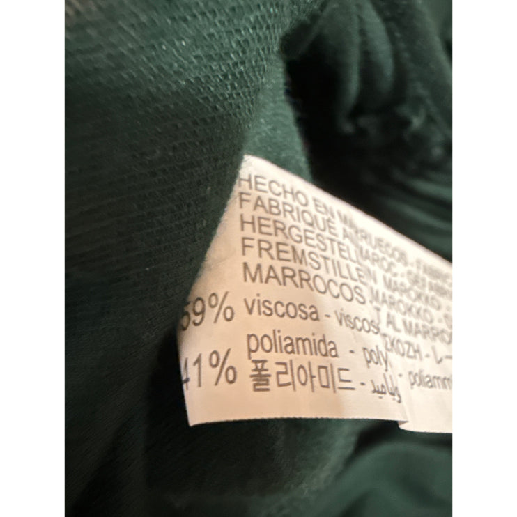 Zara Women's Green Ruched Tie Front Long Sleeve Collared Crop Blouse Top Size S