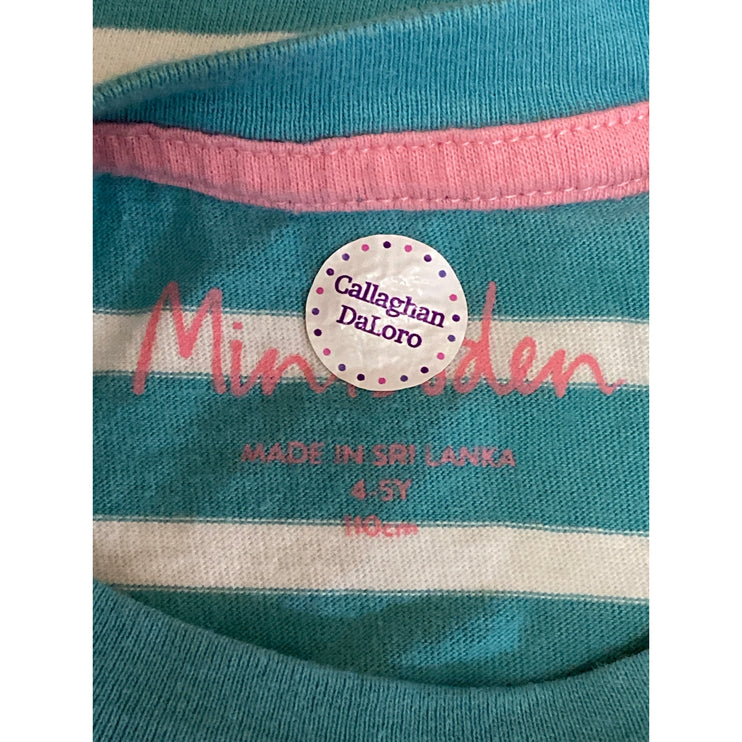 Mini Boden Green Striped Shooting Star Short Sleeve Crew Neck T-Shirt Top 4-5Y