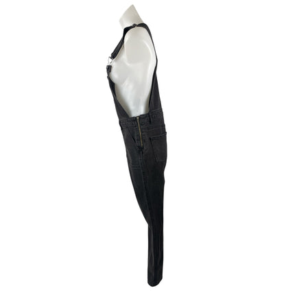 No Boundaries Black Denim Square Neck Sleeveless Overall Jumpsuit Romper Size S