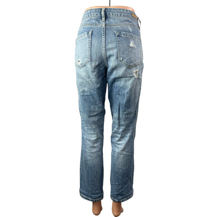 Blank NYC Women's Blue Studded Distressed Straight Leg Girlfriend Denim Jeans 27
