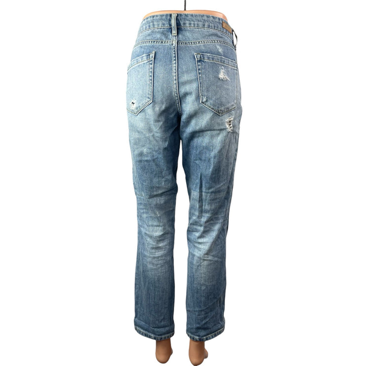 Blank NYC Women's Blue Studded Distressed Straight Leg Girlfriend Denim Jeans 27