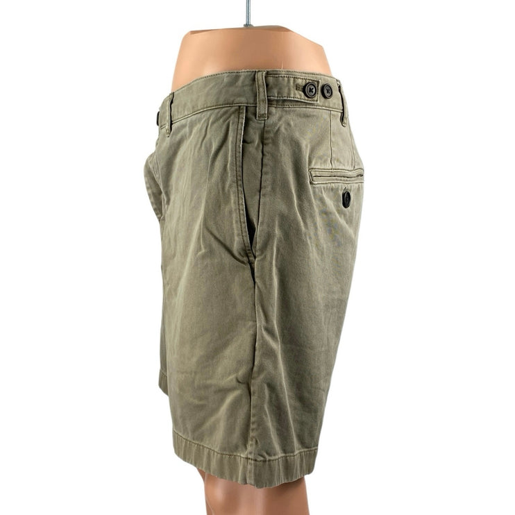 Alex Mill Men's Olive Green High Waist Straight Leg Chino Khaki Shorts Size 36