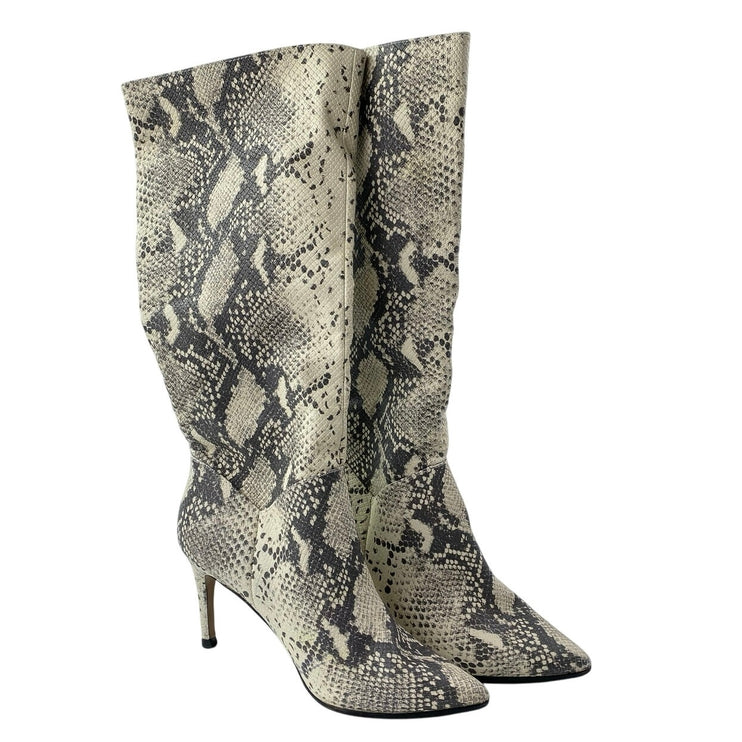 Steve Madden Kinga Multicolor Snakeskin Pointed Toe Stiletto Heels Knee Boots 8