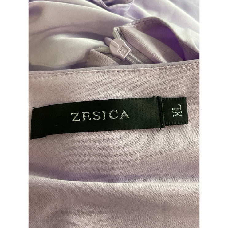 Zesica Purple Lilac Sleeveless Silk Satin Deep V Neck A Line Mini Dress Size XL