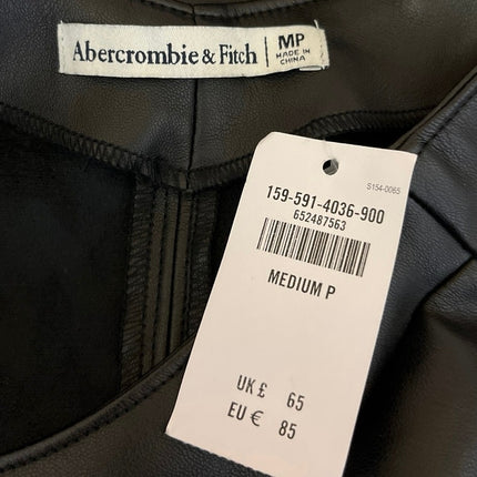 Abercrombie & Fitch Womens Black Faux Leather Sleeveless Shift Mini Dress Size M