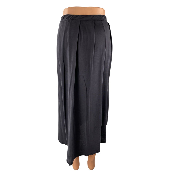 Women's Black High Waisted High Low Pleated Straight Tulip Midi Skirt Size S