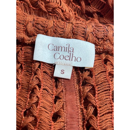 Camila Coelho Kira Women's Brown Sheer Crochet Summer Cover Up Trousers Pants S