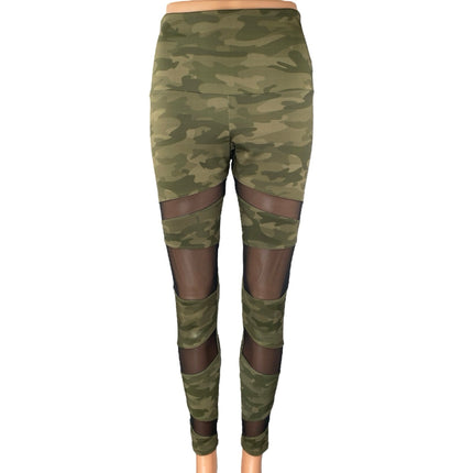 Onzie Green Camo Camouflage Mesh Activewear Fitness Workout Leggings Pants Sz S