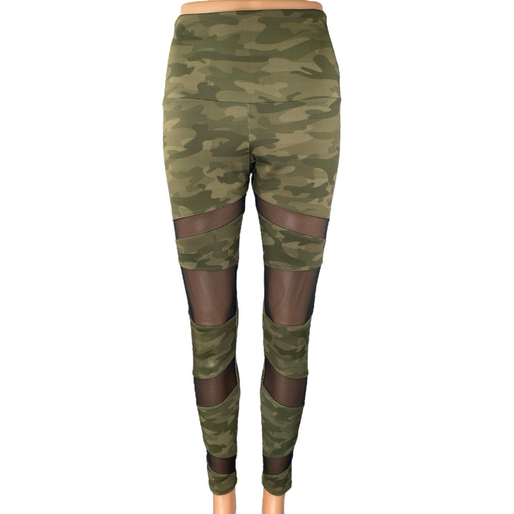 Onzie Green Camo Camouflage Mesh Activewear Fitness Workout Leggings Pants Sz S