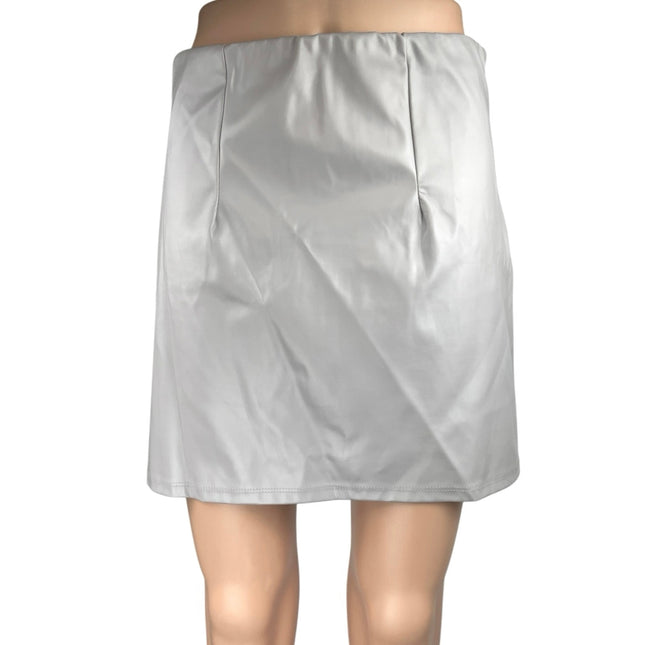 ASOS Design Women's Silver Pleated Pull On Stretch Mini Pencil Skirt Size 6