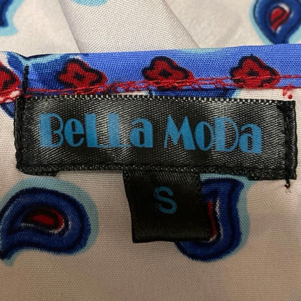 Bella Moda Multicolor Paisley Sleveless V-neck Asymmetric Midi A-line Dress Sz S