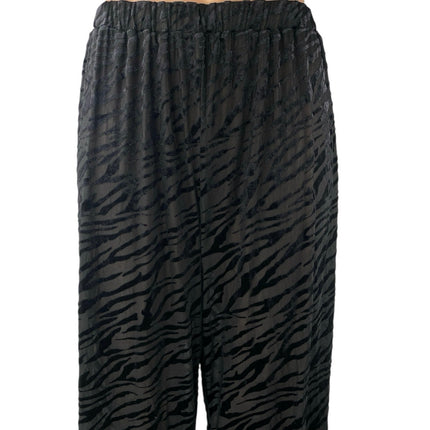NEW Daisy Street Black Velvet Tiger Animal Print Straight Wide Trousers Pants 1X