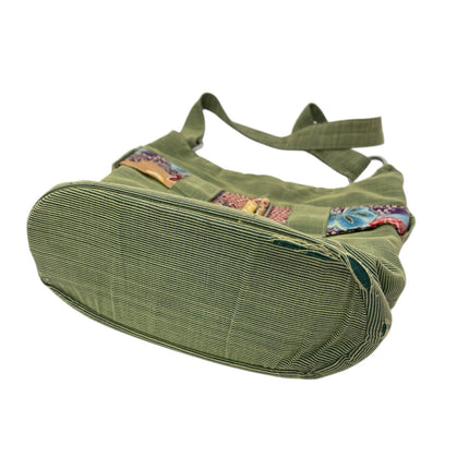 Janine Marie Green Rib Crossbody Y2k Boho Floral Belted Bucket Hobo Handbag OS