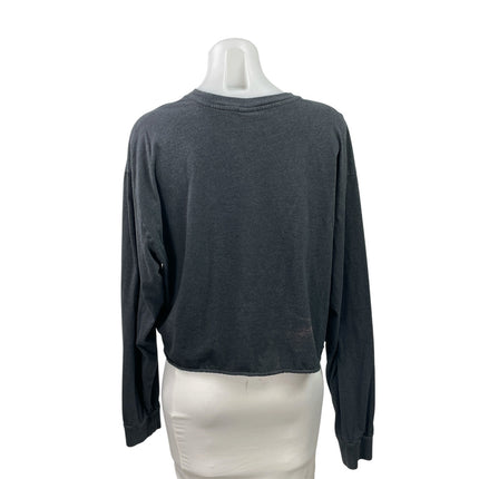 Aritzia TNA Women's Gray Long Sleeve Cropped Crew Neck Pullover Sweatshirt Top L
