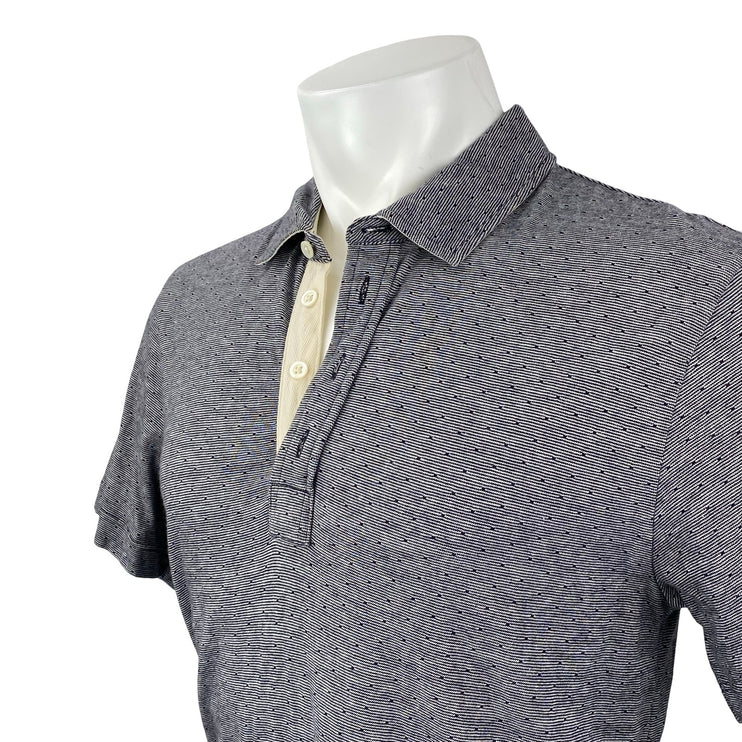 Billy Reid Men's Gray Patterned Collared Short Sleeve Classic Polo Shirt Top L