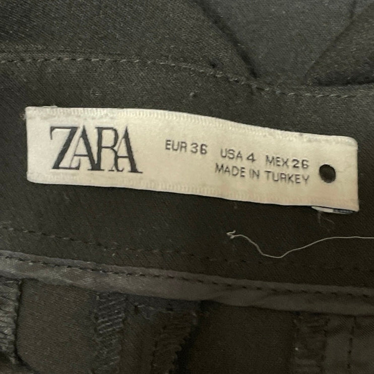 Zara Women's Black High Waisted Career Slim Straight Trousers Pants Size 4
