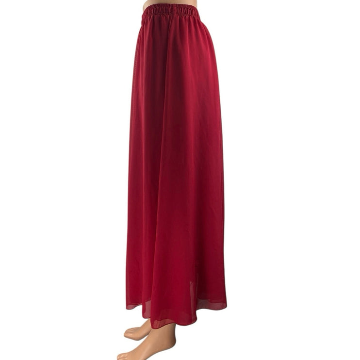 Lace Girl Women Red High Waisted Pull On Mesh Pleated A Line Midi Skirt Size 25