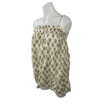 Zara Womens Beige Floral Ruffle Sleeveless Cami Camisole Tank Mini Dress Size XS