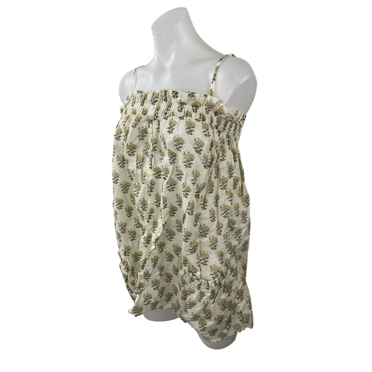 Zara Womens Beige Floral Ruffle Sleeveless Cami Camisole Tank Mini Dress Size XS