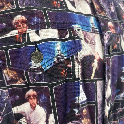 Cakeworthy Star Wars Men Purple Long Sleeve Button Up Denim Jean Jacket Size XXL