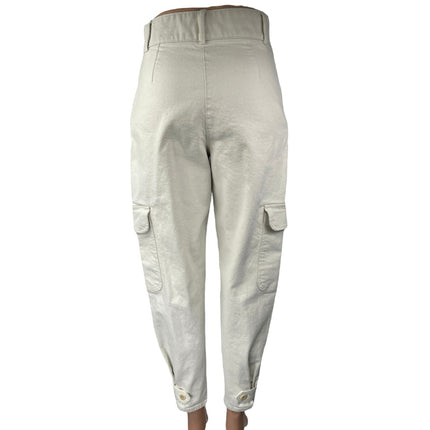 Aritzia Wilfred Free Women's White High Waisted Mom Cargo Denim Jeans Size 4