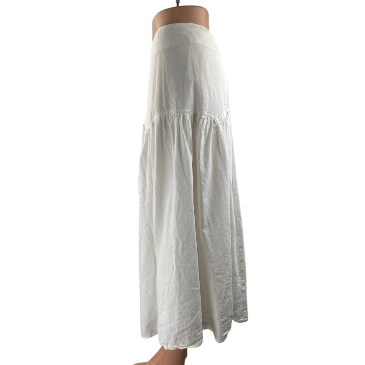 Arlene Women's White Drop Waist Flowy Tiered Midi Flare A-Line Skirt Size M