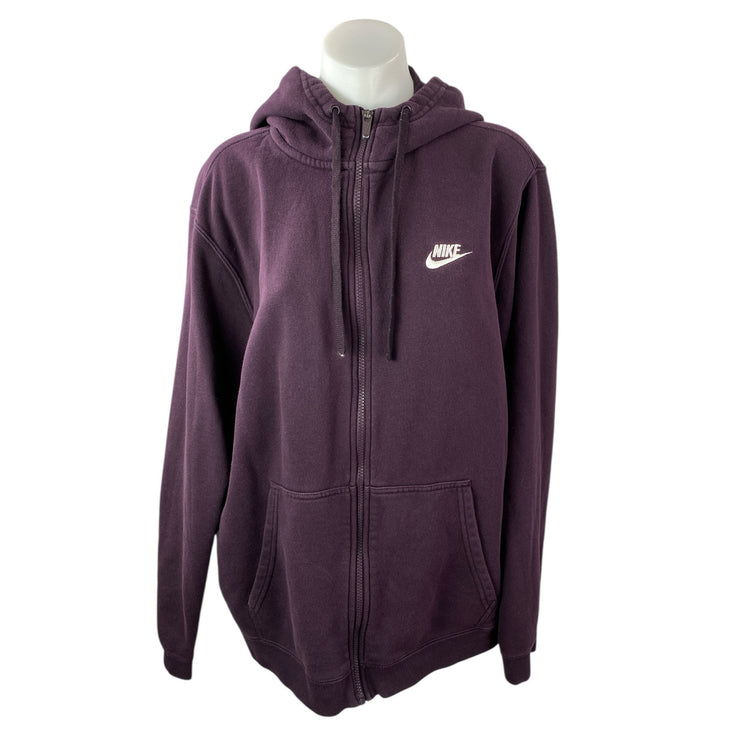 Nike Women's Purple Fleece Long Sleeve Zip Up Hooded Hoodie Sweatshirt Top Sz XL