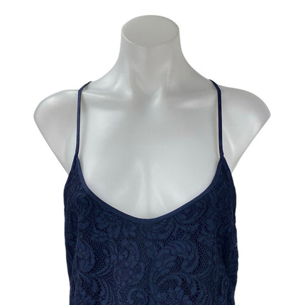 LAUREN Ralph Lauren Blue Lace Floral Sleeveless Cami Camisole Mini Dress Size 10