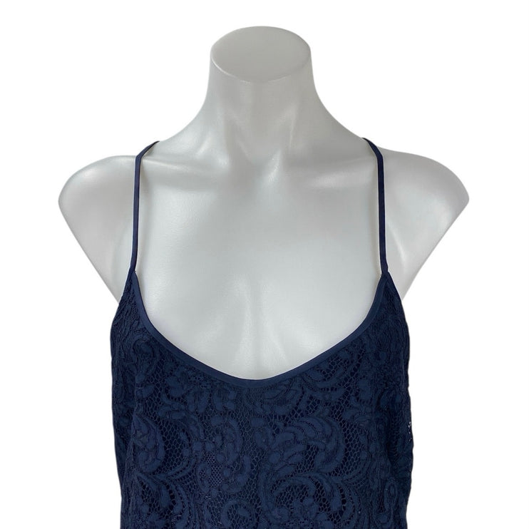 LAUREN Ralph Lauren Blue Lace Floral Sleeveless Cami Camisole Mini Dress Size 10