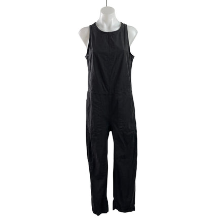 Everlane Women's Black Denim Sleeveless Back Zip Straight Leg Romper Jumpsuit 4