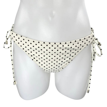 Peony White Black Polka Dots Side Tie Bikini Bottom Swimsuit Swimwear Size 10