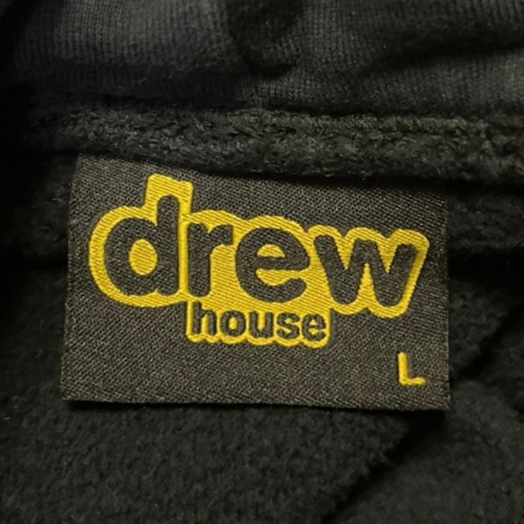 Drew House Black Graphic Logo Long Sleeve Hooded Hoodie Sweater Sweatshirt Top L