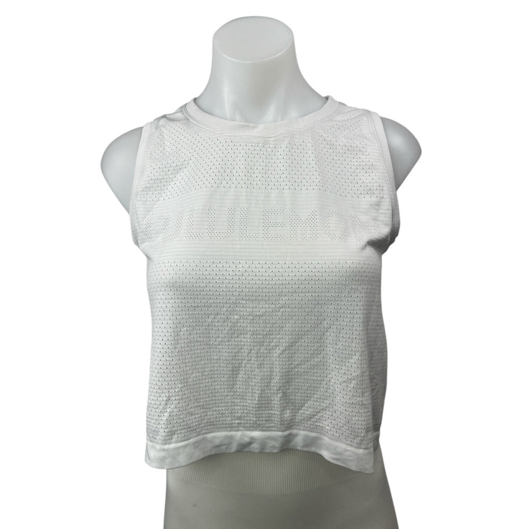Lululemon Breeze By Women's White Sleeveless Muscle Tee Crop Tank Top Size S/M