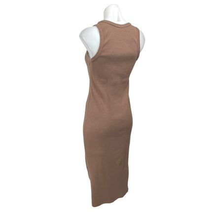 Lulus Brown Knit Sleeveless Round Neck Cami Camisole Tank Midi Dress Size L