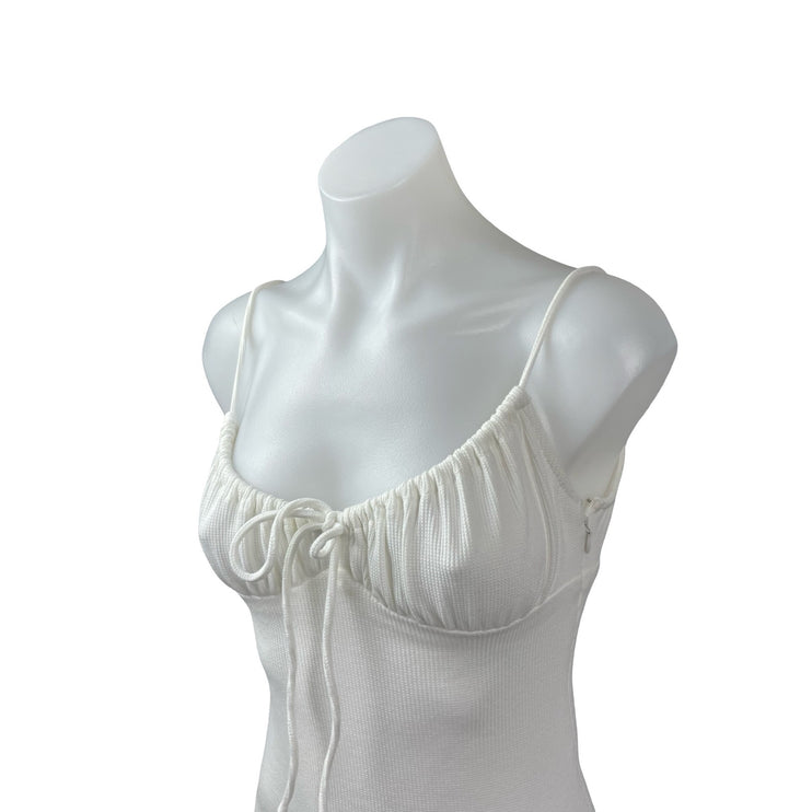 Princess Polly White Sleeveless Bustier Cami Lettuce Mini Bodycon Dress Size 6