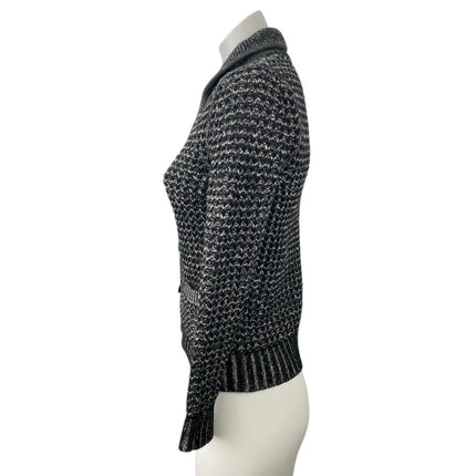 Rag & Bone Neiman Marcus Gray Black Wool Button Long Sleeve Cardigan Sweater M
